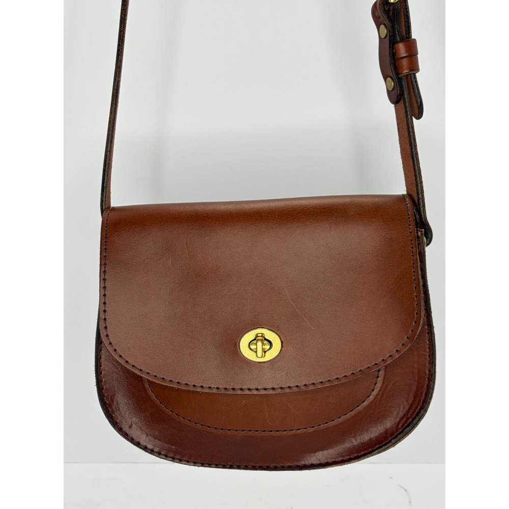 Tanner Goods Brown Leather Crossbody Saddle Bag Turn Lock Made in USA